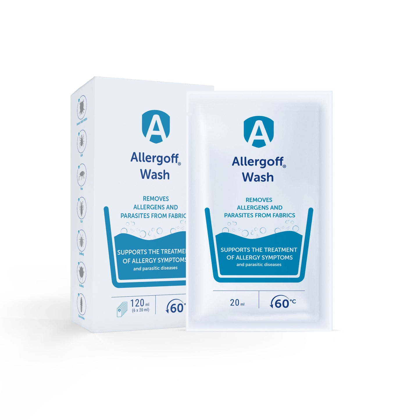 Allergoff Wash – Waschmittelzusatz gegen Hausstaubmilben, Allergene und Parasiten für Textilien und Haustierbetten