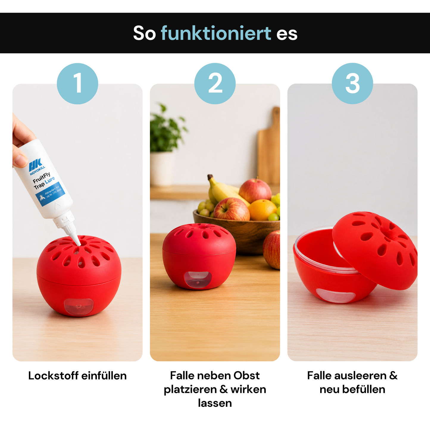 Novokill Premium Fruchtfliegenfalle - Die effektivste Fruit Fly Trap