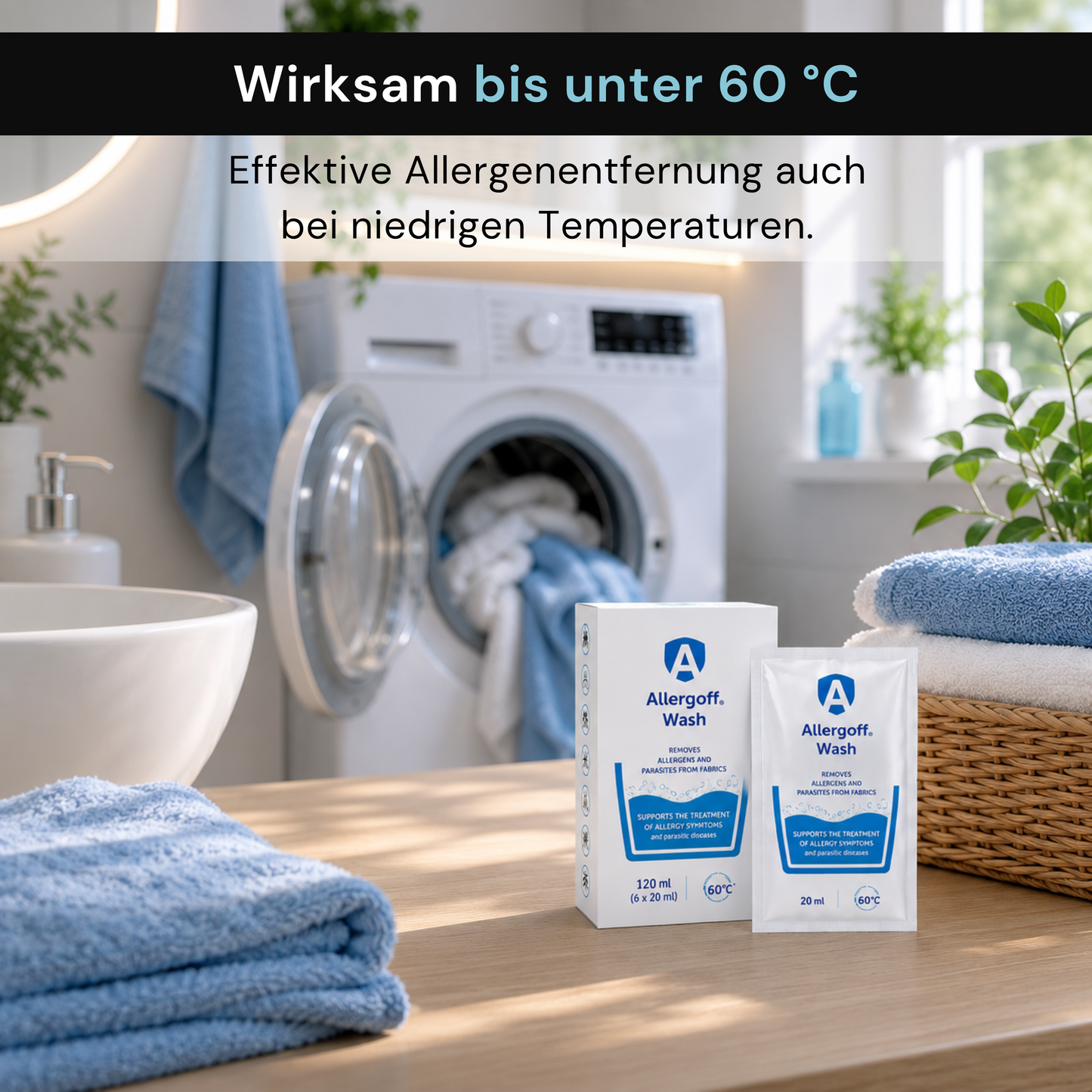Allergoff Wash Milben Waschmittel | Wirksam gegen Milben, Flöhe, Läuse