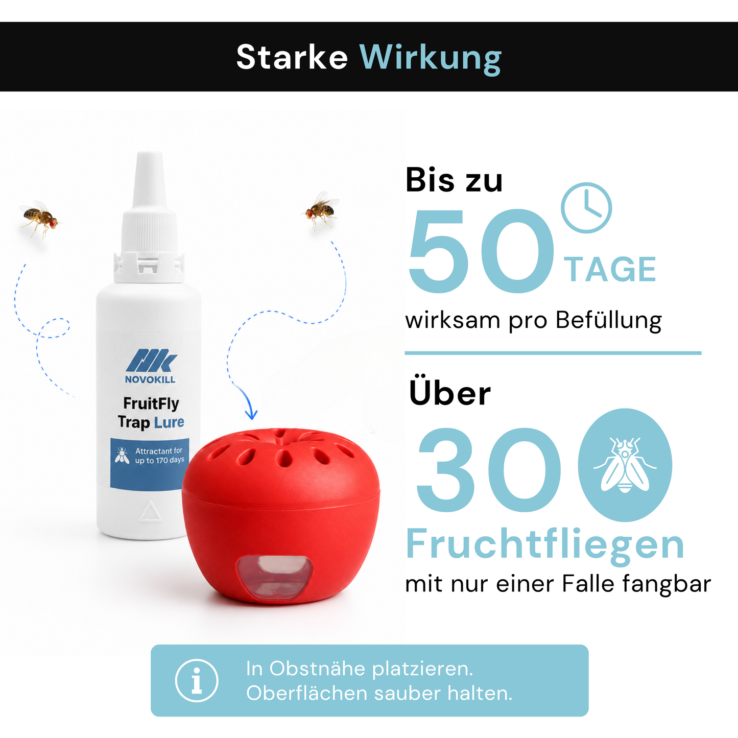Novokill Premium Fruchtfliegenfalle - Die effektivste Fruit Fly Trap