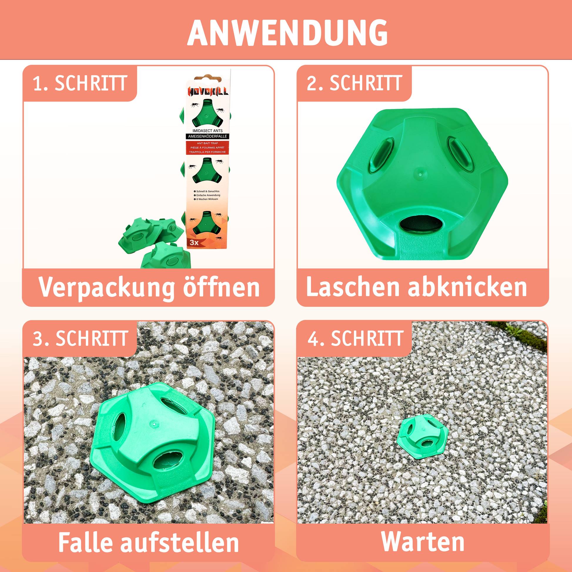 Novokill Ameisenköderdosen mit Nestwirkung – Ameisen tragen den Wirkstoff ins Nest zur nachhaltigen Bekämpfung