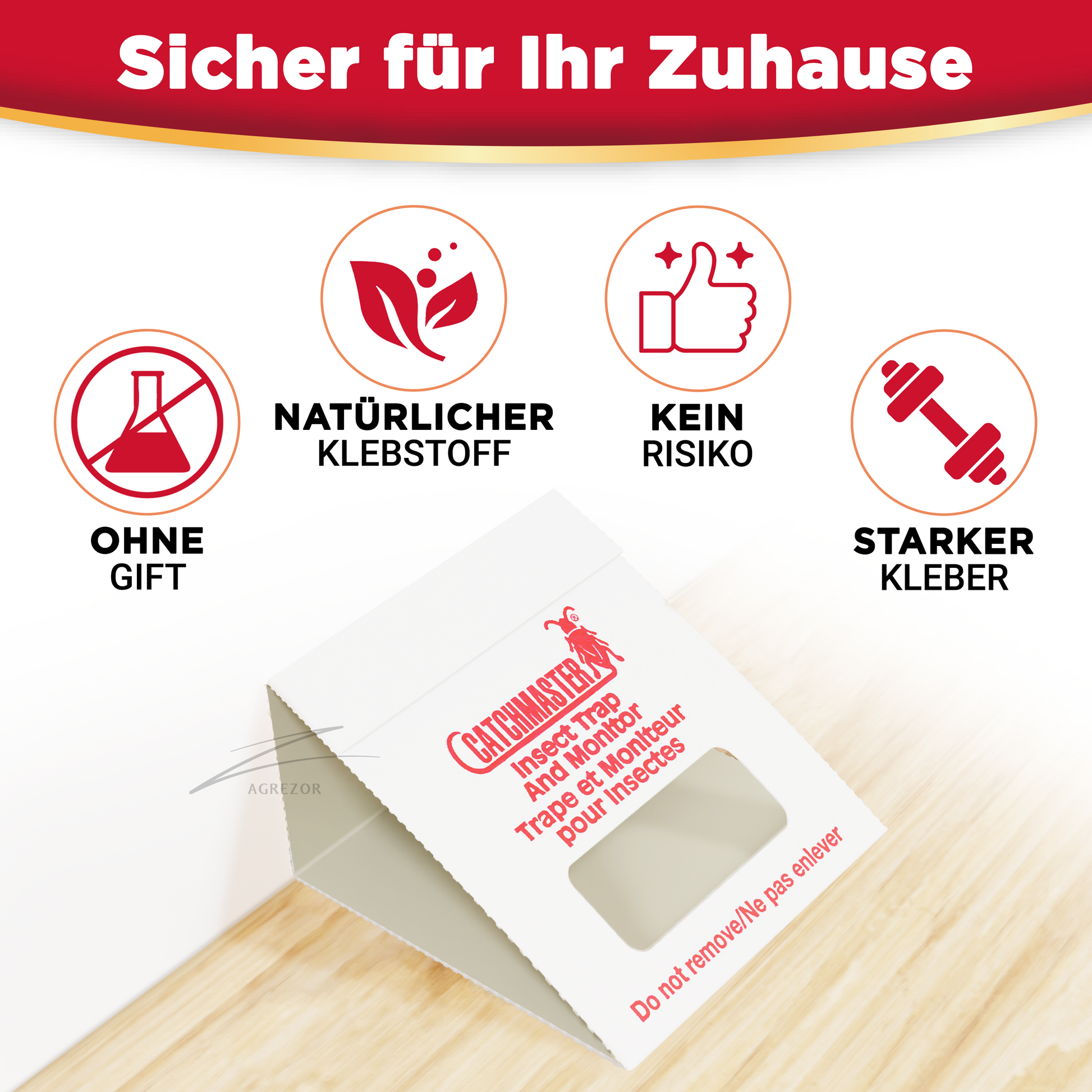 Catchmaster 100i Klebefalle zur Ungeziefer-Überwachung. Ohne Gift, biozidfrei und ideal für Haushalte mit Kindern und Haustieren.
