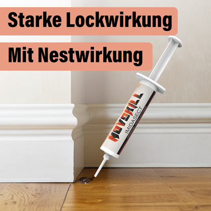 Imidasect Ködergel gegen Schaben mit starker Lockwirkung und Nestwirkung, angewendet entlang von Laufwegen und Fußleisten