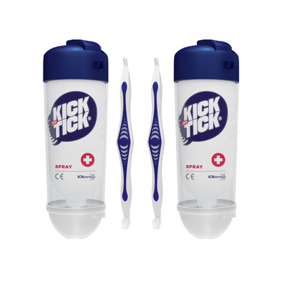 KICK THE TICK Zeckenentferner Set mit Vereisungsspray und Zeckenhebel zur sicheren und schmerzfreien Zeckenentfernung