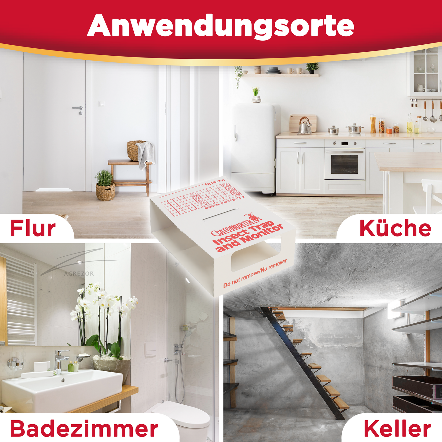 Catchmaster 288i Klebefalle zur Überwachung von Silberfischen und Papierfischen an Wänden und dunklen Stellen