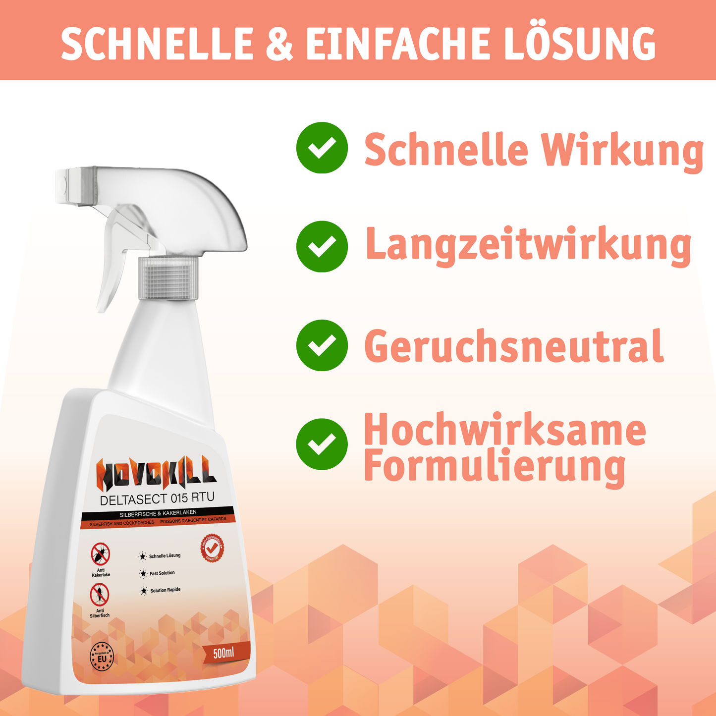 Novokill DELTASECT Insektenspray zur schnellen und zuverlässigen Bekämpfung von Silberfischen und Schaben in Innenräumen