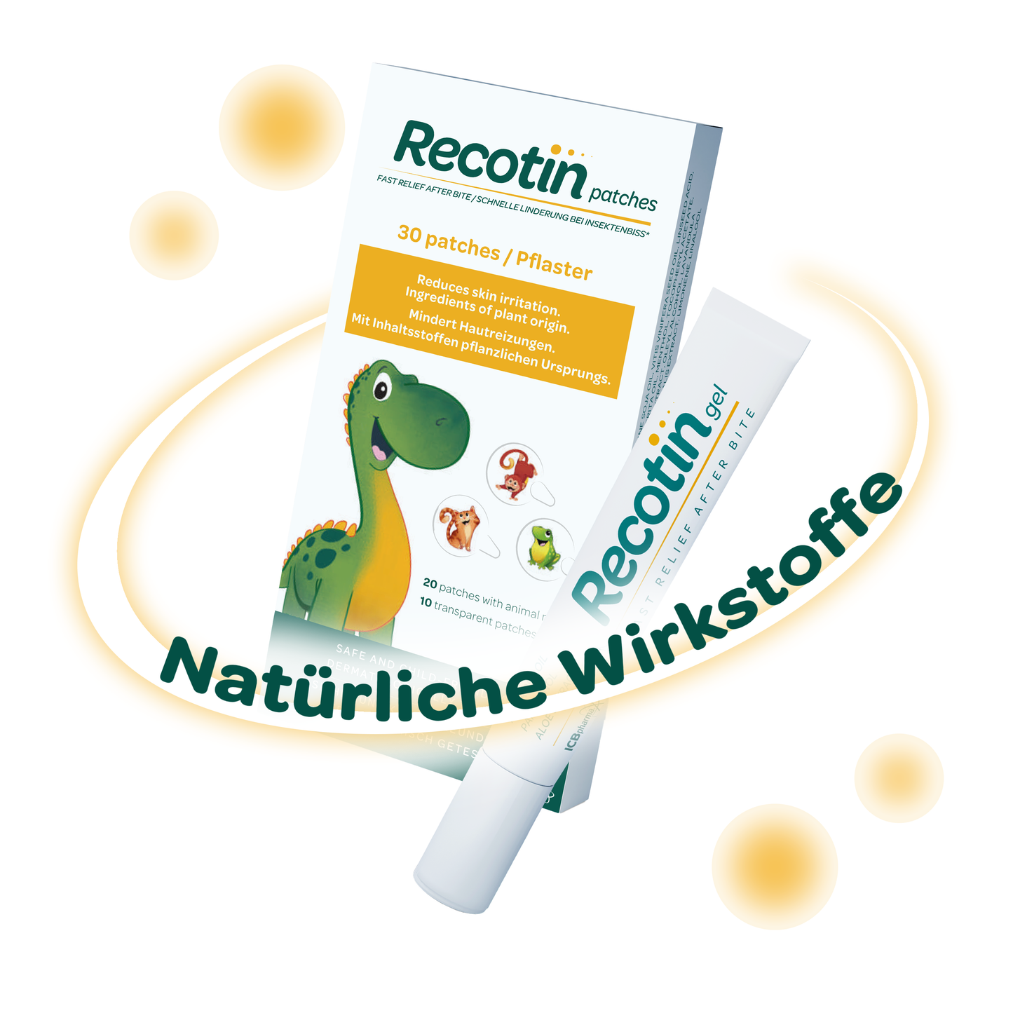 Recotin Mückenstich Set mit Pflastern und Gel zur Linderung von Juckreiz, Rötungen und Hautreizungen nach Mückenstichen