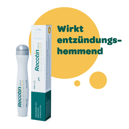 Recotin Roll-on mit entzündungshemmender Wirkung zur schnellen Linderung von Juckreiz und Hautreaktionen nach Insektenstichen